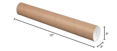 Tape Logic TLP3012K Mailing Tubes with Caps, 3 x 12, Kraft (Pack of 24)