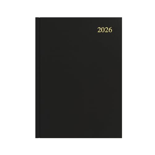Collins - Essential - 2026 12 Month Calendar Year Planner, Day-To-Page Diary, A4 Hard Cover - Black (ESSA41.99-26)