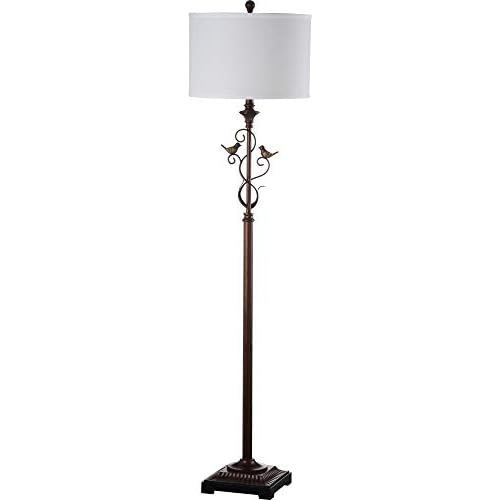 SAFAVIEH Lighting Collection Birdsong Traditional Rustic Farmhouse Oil-Rubbed Bronze 61-inch Living Room Bedroom Home Office Standing Floor Lamp (LED Bulb Included)
