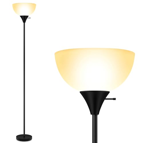 BoostArea Floor Lamp, 70.1¡± Tall Lamp, LED Black Floor Lamp, E26 Base, Eye-Caring, Modern Torchiere Floor Lamps for Living Room, Bedroom, Office£¨Bulbs not Included£©