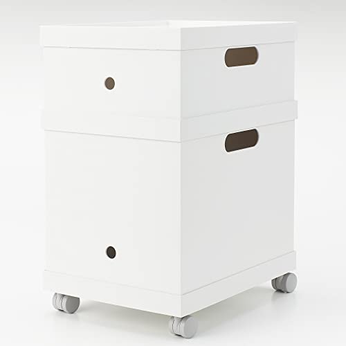 MUJI 44902868 Polypropylene File Box Standard Caster Lid White Gray, 9.8 in Width