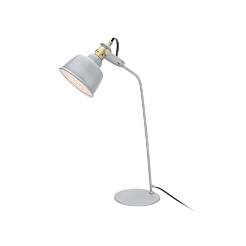 Aspen Creative 40101, 24" High Modern Desk, Cement Grey Finish with Metal Lamp Shade, 14 3/8" Wide