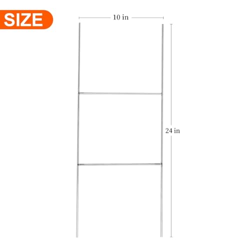 25 Pack Heavy Duty Metal H Frame Wire H Long Stakes, 24'' x 10'' Yard Sign Stake for 4mm Corrugated Signs