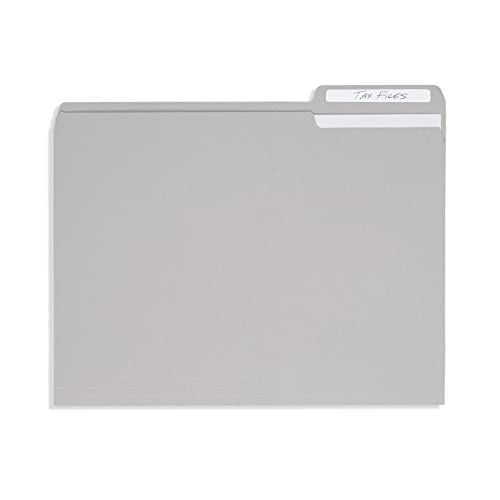 100 Blue Summit Supplies Gray File Folders Letter Size - Durable 11pt Grey Folders, 1/3 Cut 3 Tabs Gray Folders, Holds Letter Size Documents