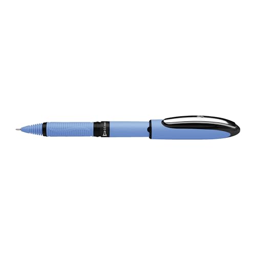 Schneider One Hybrid N Rollerball Pen, 0.5 mm Hybrid Needle Tip, Light Blue Barrel, Black Ink, Box of 10 Pens (183501)