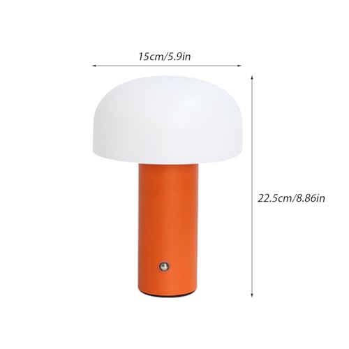 Dimmable USB Charging Mushroom Lamp, Touch Light, Desktop Bedside, Eye Protection, Office Study Desk Lamp (Orange Mushroom lamp)