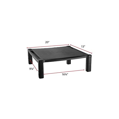Kantek Extra Wide Single Level Height-Adjustable Monitor/Laptop Stand, 20-Inch Wide x 13.25-Inch Deep x 3 to 6.5-Inch High, Black (MS500)