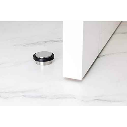 EVI | Adhesive Doorstop | 1.37'' X 0.8'' | Natural Silicone Black Rubber | Stainless Steel | Matte Finish | Great Adherence | 100% Functional | Mod. I-203
