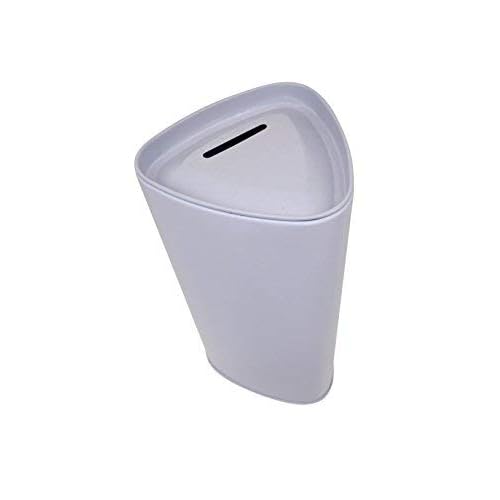 Tall High Metal Tin Charity Donation Box Tip Container Coin Collection Box Ticket Box Triangle Shaped 10" H x 3" Diameter with Slot on Removable Cover(10 Pack) White