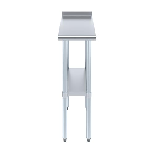AmGood 24in x 12in Stainless Steel Work Table with Backsplash, NSF 18-Gauge Top, Adjustable Undershelf