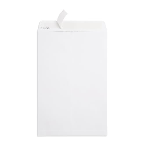 Blue Summit 50 Large Mailing Envelopes 13x18, White 13 x 18 Envelopes, Self Seal Catalog, Security Tinted for Mailing