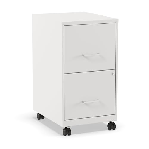 Staples 2-Drawer Vertical File Cabinet, Letter Size, Lockable, White, 1 Pack