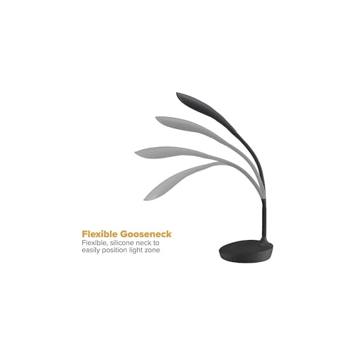 Bostitch Office KT-VLED1502-BLK Gooseneck LED Desk Lamp with USB Charging Port, Dimmable, Black