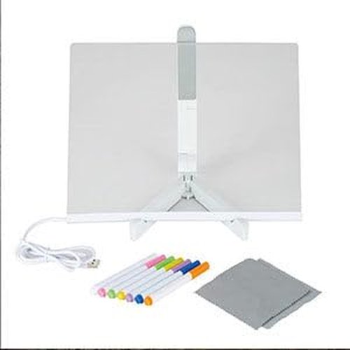 Lumiboard Led Drawing Board, Erasable Drawing Board with Night Light, 2025 New Luminous Acrylic Message Board, LED Writing Board with Adjustable Stand and 7 Pens for Office Home (20*20cm / 7.8*7.8in)