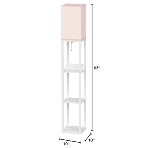 Brightech Maxwell Charger - Modern Shelf Floor Lamp with USB Charging Ports & Electric Outlet - Corner Display Floor Lamps with Shelves for Living Room, Bedroom and Office - White