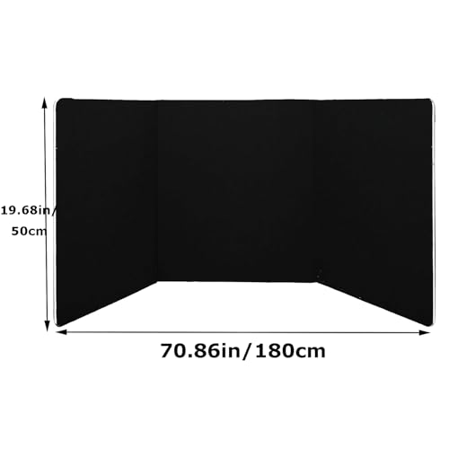 Foldable 3-Panel Tabletop Display Board with Carrying Bag, 72 x 20 inches, Black Fabric, No Plastic Edging