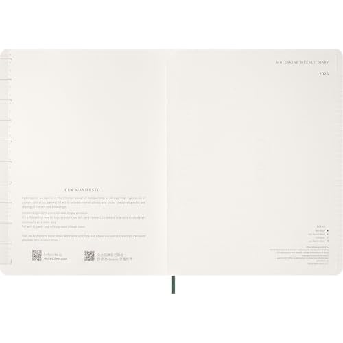 Moleskine 2026 15-Month Essential Planner, Soft Cover, Weekly Vertical, XXL (8.5" x 11"), Myrtle Green, 144 pages