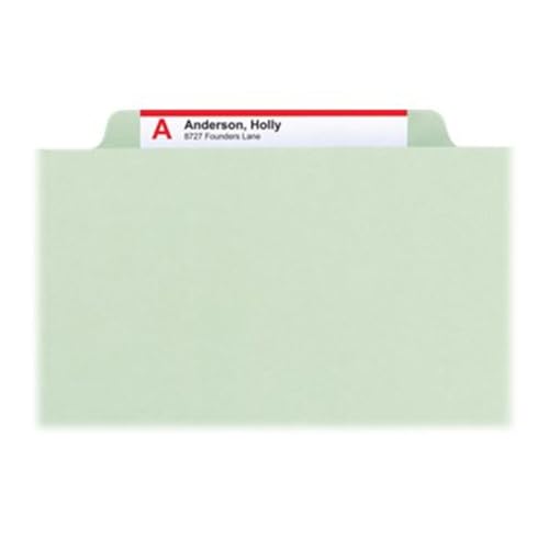 Smead 100% Recycled Pressboard Classification File Folder, 2 Dividers, 2" Expansion, Letter Size, Gray/Green, 10 per Box (14023)
