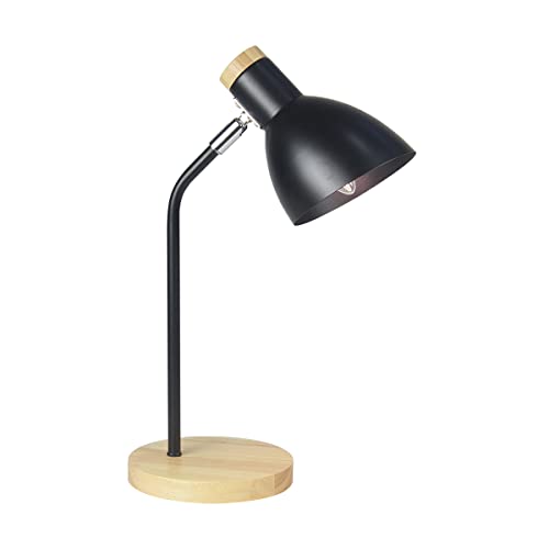 Lampwell Helle Black Office Desk Lamp for Home Office Bedrooms,Wood Base,Kids Girls Student Desk Lamp,9.69¡¿5.91¡¿H14.88IN,Bulb Excluded