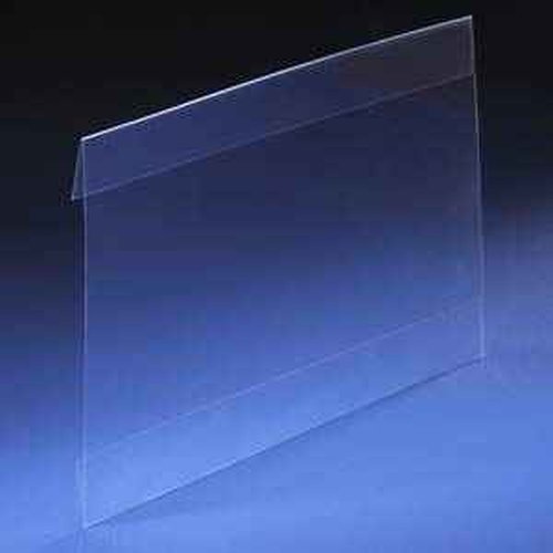 Sightline DISPLAY Shelf Edge Price Channel Sign Holder - 5.5" W x 4.375" H (100 Pack) - Clear PVC Sign Holder with Two-Fold Design for Top-of-Shelf Display