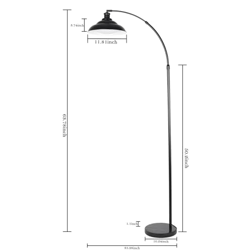 Arc Floor Lamp, Dimmable Dome Floor Lamp with Remote & Foot Switch, Modern Standing Lamp 3000-6500K 25W Integrated LED Bulb, Black Tall Lamp Over Couch Lamps for Living Room Bedroom Offices(Black)