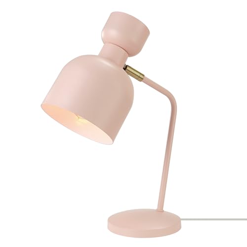 GLOBE Electric 52297 16" Desk Lamp, Matte Pink, Brass Pivot Joint, in-Line On/Off Switch, Reading Light, Dorm Room Essentials, Lamps for Living-Room, Office Supplies, Lights for Home
