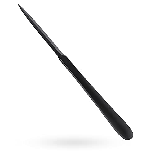 9" Black Metal Letter Opener with Minimalist Design, Safe Double Edge Blades, Anti-Fingerprint Long Handle, Mail Opener Paper Knife Tool Envelope Opener