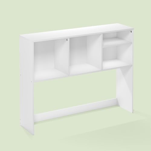 Furevol Hagen Desktop Bookshelf Hutch, 37W x 28.7H x 9.4D in, White - 4-Shelf Desk Organizer