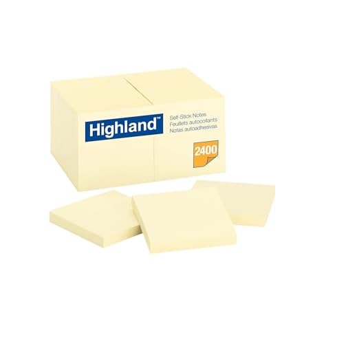 Highland Sticky Notes, 3 x 3 Inches, Yellow, Set of 24 (6549-24)