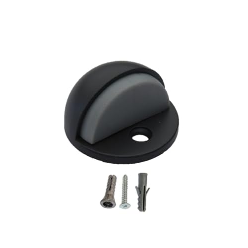 QCAA Low Dome Floor Door Stop, H 25.4 x Diameter 44.5mm, Zinc Die Cast, Matte Black, 8 Pack, Made in Taiwan