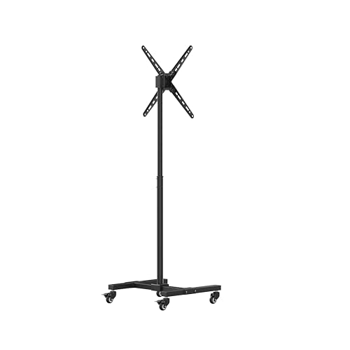 Mount Plus PL-F400 Rolling TV Stand and Mobile TV Cart for 13-55 Inch Flat TV with Tilting | Landscape to Vertical Or Portrait Rotating | Height Adjustable TV Stand for Home, Office and Business