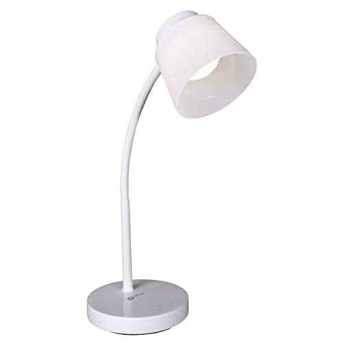 OttLite Clarify LED Desk Lamp with 4 Brightness Settings ? Touch Activated Controls, Modern White Design, ClearSun LED Lighting, Flexible Neck, for Work, Study, Reading, Crafting
