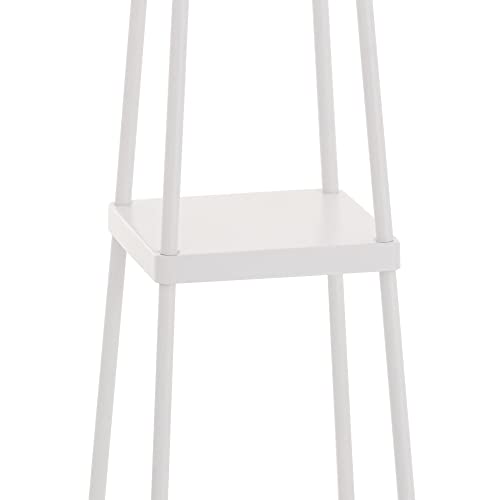 Catalina Lighting 21405-001 Modern Metal Floor Lamp with Shelves and Beige Linen Shade for Living, Bedroom, Dorm Room, Office, 58", White