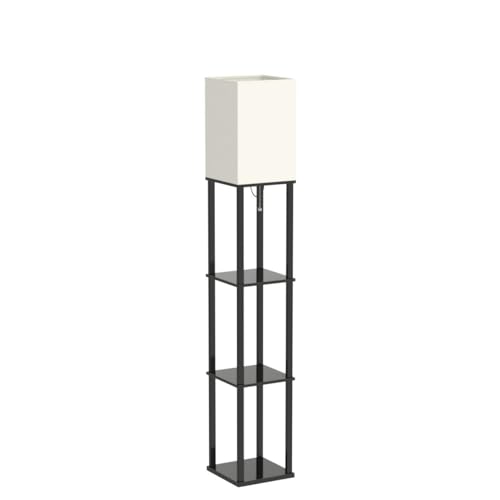 addlon Floor Lamps with Shelves, 4-Tier Modern Shelf Floor Lamp with 3CCT LED Bulb, Display Floor Lamp for Living Room, Bedroom and Office - Black
