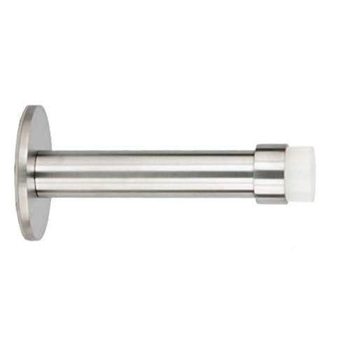 Adhesive Door Stop for Wall Mounting | Length: 3,5" | Stainless Steel | White Rubber | Anti Shock Absorber | 040128ADAM | EVI Hardware