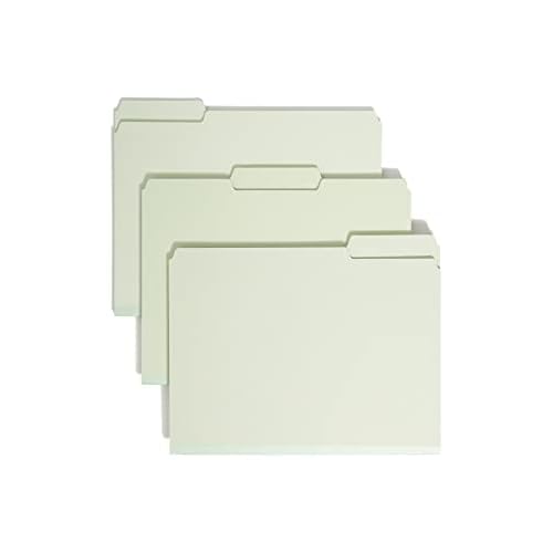 Smead Pressboard File Folder, 1/3-Cut Tab, 2" Expansion, Letter Size, Gray/Green, 25 per Box (13234)
