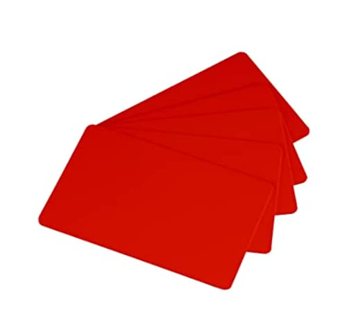 Pack of 100 Red CR80 PVC ID Cards (30 mil) 3.375 x 2.125 - EasyIDea