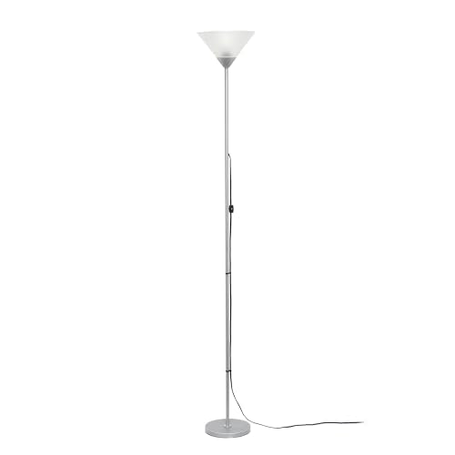 Simple Designs LF1052-SLV 70" Contemporary Classic Metal Uplight Floor Lamp, for Ambient Lighting, Living Room, Bedroom, Silver