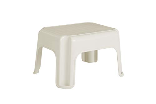 Rubbermaid Roughneck Single Step Stool Bisque 300lb Capacity - Lightweight & Durable