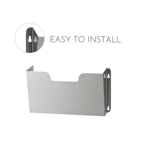 DR POCKET RACK Wall Mount Pocket Wall File Organizer, Single Pocket Letter Size, Stainless Steel, 14 x 2.5 x 7.5 inches