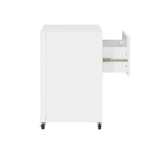Linon Sadie White Rolling File Cabinet