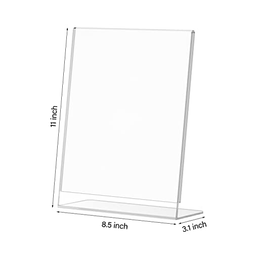 Relx Acrylic Sign Holder 8.5 x 11, Slant Back Acrylic Display Stand, Clear Frames Plastic Sign Holder for Store, Restaurant (12 Pack)