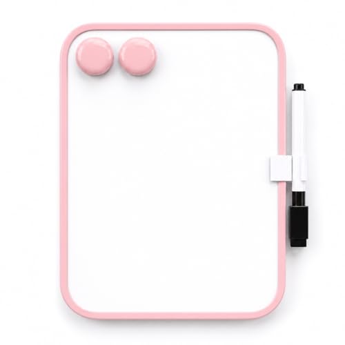 Pink 6x8 Inch Magnetic Whiteboard with Erasable Markers & Round Magnets