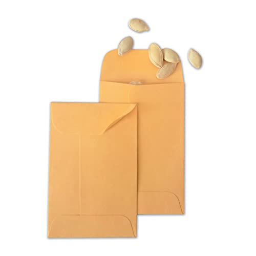 Xxcxpark 500 Pack #7 Coin Envelopes 3.5 x 6.5 Inches Brown Kraft Small Part Envelopes with Self-Adhesive Flap