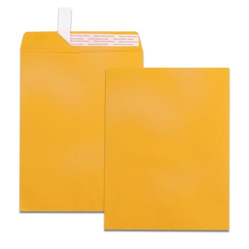 Creebe Yellow 10x13 Self-Seal Manilla Envelopes - Pack of 100 for Mailing & Storage