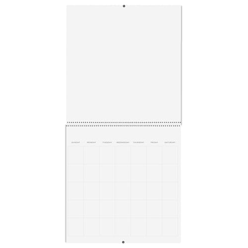 Reskid Blank Scrapbook Wall Calendar - 2-Pack - 80lb Cardstock - Undated, 12" x 12" Closed, 24" Open Size, Large Bookstore-Quality, Spiral-Bound Hanging Monthly Calendar for Kitchen & Office - Premium