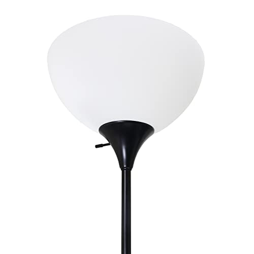 Simple Designs LF2000-BLK-2PK 2 Light Mother Daughter Floor Lamp with Reading Light, 2 Pk Black, 71.5"