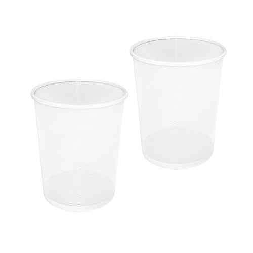 Seville Classics 2-Pack Steel Mesh Round Trashcan Wastebasket for Trash or Recycle in The Home, Office, or Garage, White, 6 Gallon