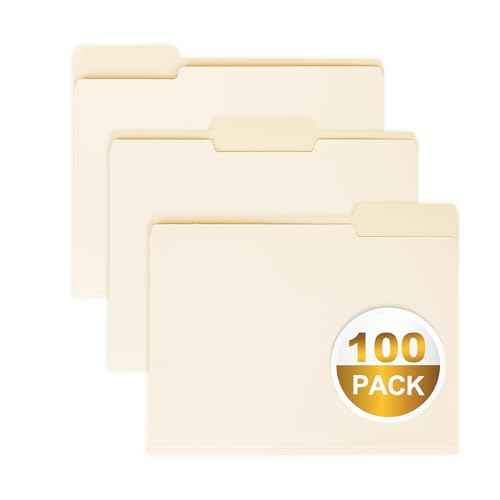 100 Packs Manila File Folder,Manilla Folder 8.5x11,1/3 Cut Tabs Folder for Office,School and Home,Organizer File Folder Letter Size