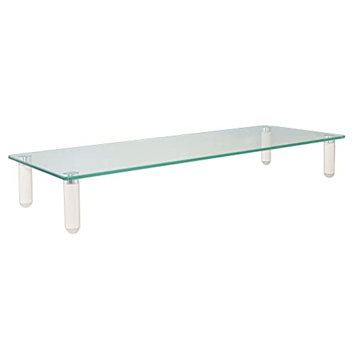 Kantek Glass Monitor Riser with 5mm Tempered Glass Platform and 40-Pound Capacity, 22-Inch W x 8.25-Inch D x 3.25-Inch H, Clear Glass (MS370)